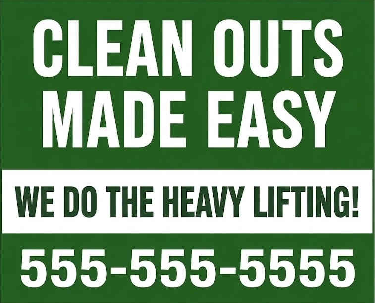 Estate and property cleanout junk removal sign