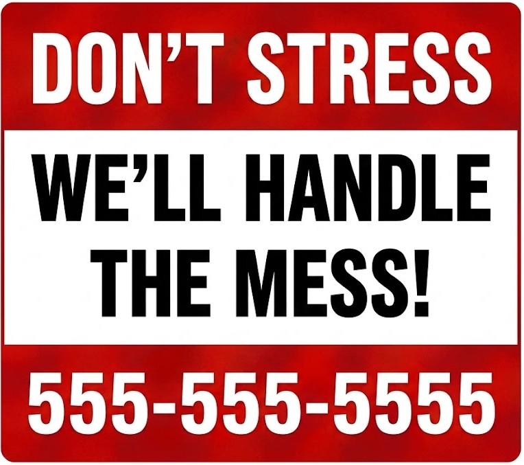 Stress-free junk removal sign promoting trusted cleanup service