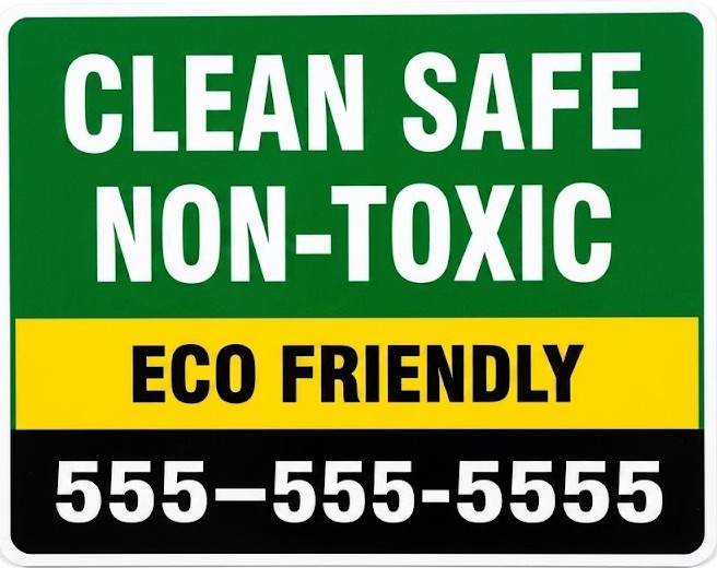 Eco friendly cleaning clean safe non-toxic sign for safe pressure washing