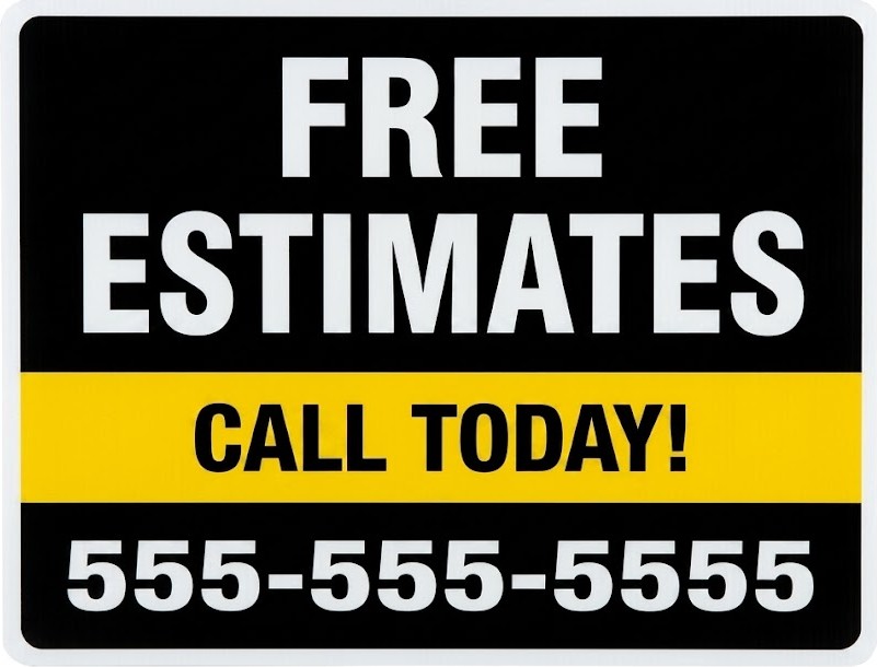 Free estimates call today sign for low-commitment pressure washing