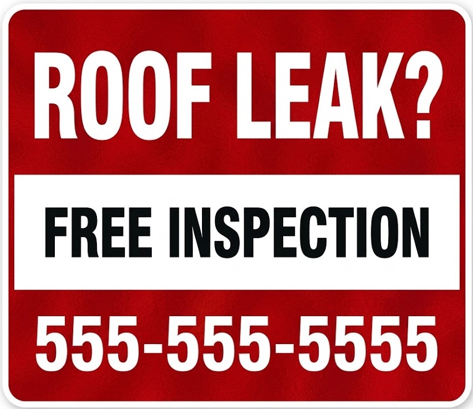 Roof Leak Free Inspection Yard Sign