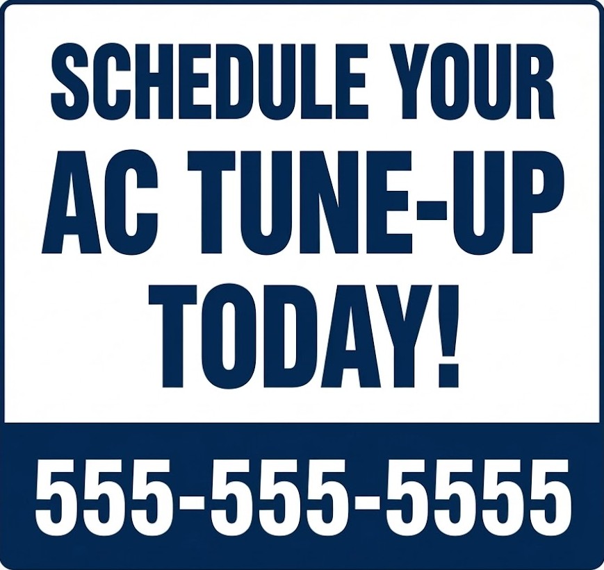 Schedule Your AC Tune-Up Today bandit sign for HVAC maintenance and air conditioner tune-up services