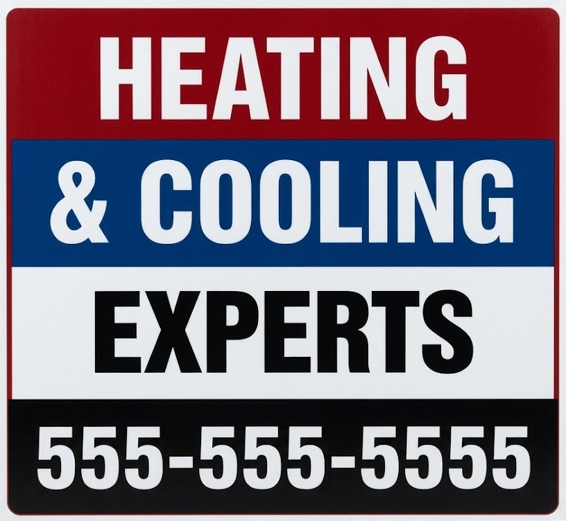 Heating and Cooling Experts bandit sign for HVAC companies offering year-round service