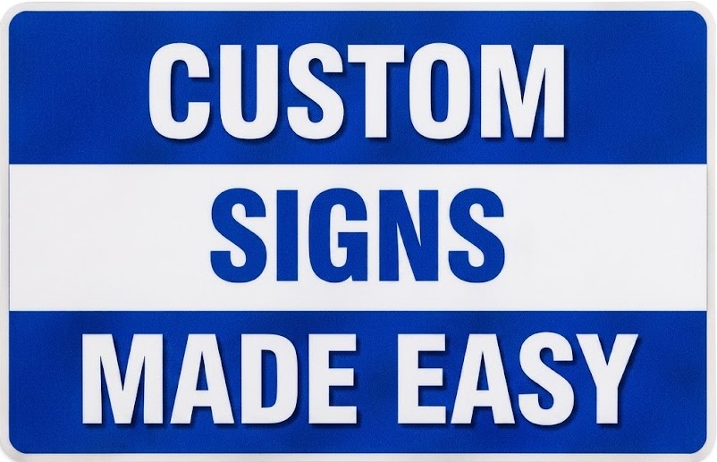 Custom yard sign that says Custom Signs Made Easy
