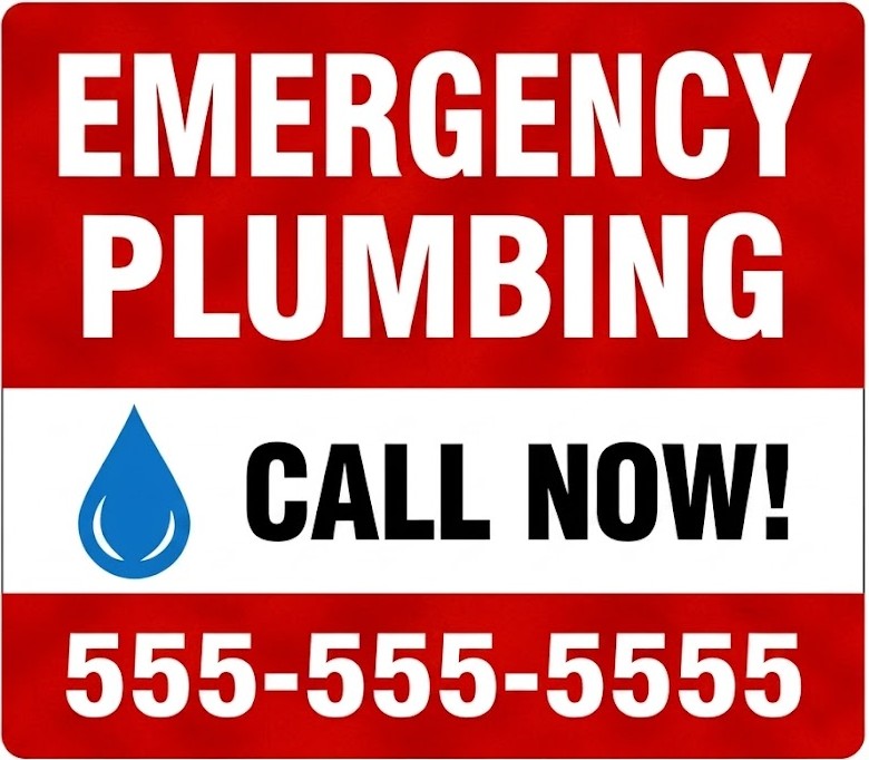 Emergency Plumbing bandit sign with call now message for urgent plumbing service leads