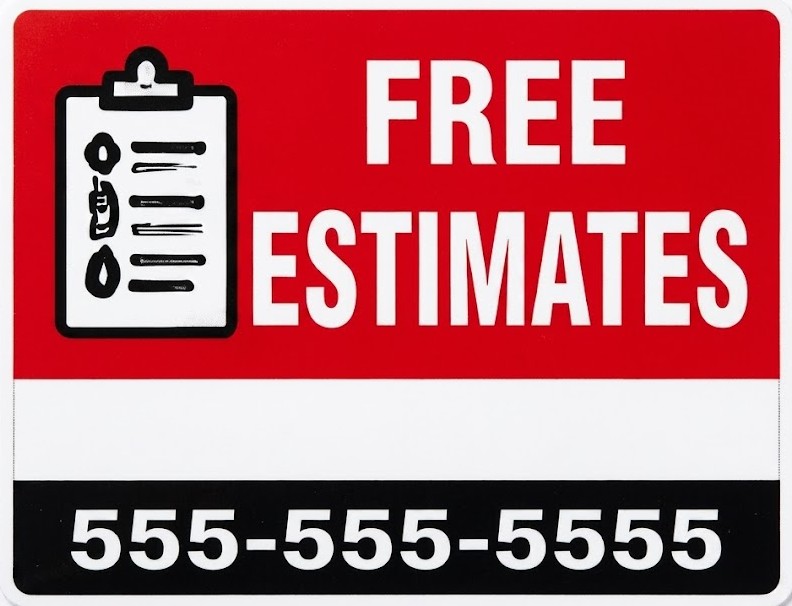 Free Estimates plumbing bandit sign for homeowners requesting plumbing service quotes