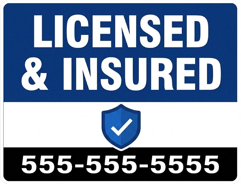 Licensed and Insured plumbing bandit sign for trusted professional plumbing services