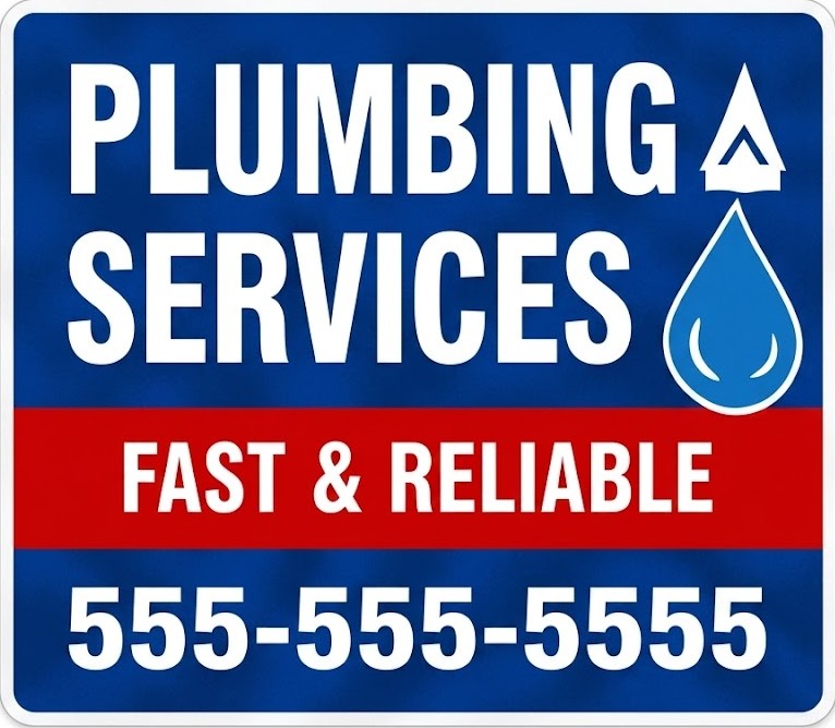 Plumbing Services bandit sign with fast and reliable message for local plumbing leads