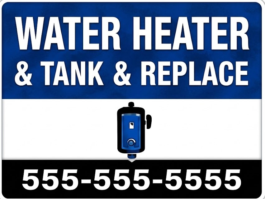 Water Heater Repair and Replace bandit sign for plumbing companies offering water heater service